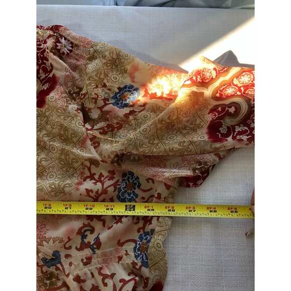 Lane Bryant Venezia 22/24 Chiffon Blouse Sheer Front Tie Boho Floral Romantic - Picture 6 of 8